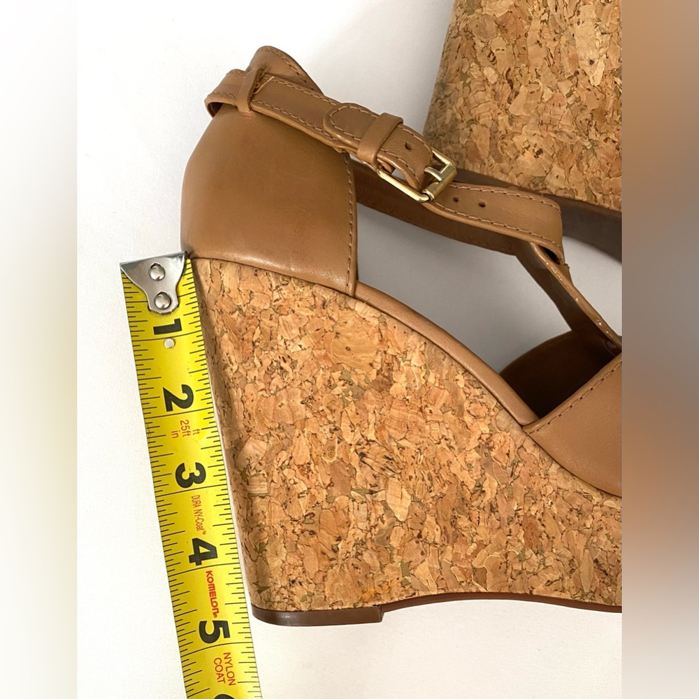 Tory Burch Shoes Wendelle Leather Cork Wedges Sandals Brown size 8.5 - Picture 14 of 16